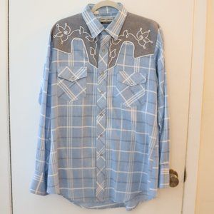 Vintage 80s Gold Collection by Karman Western Long Sleeve Button Down Shirt sz L